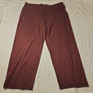 Athletic Works Women's Track Pants Brown L (12-14) 57% Cotton Elastic Waist